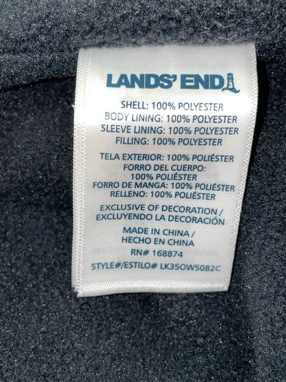 Lands' End YOUTH PARKA Hooded Puffer Jacket in Gray Black Youth size XL (18/20) - Picture 6 of 12